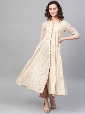 Pinksky Cream woven cotton kurtas-and-kurtis 1