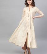 Pinksky Cream woven cotton kurtas-and-kurtis