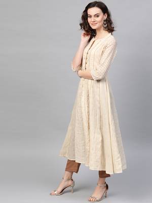Pinksky Cream woven cotton kurtas-and-kurtis 3