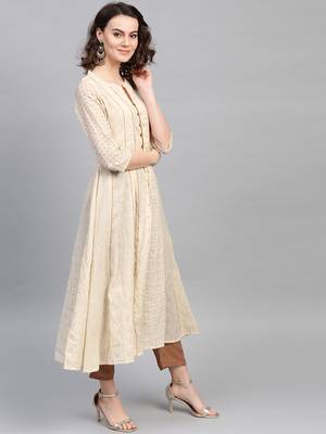 Pinksky Cream woven cotton kurtas-and-kurtis 4