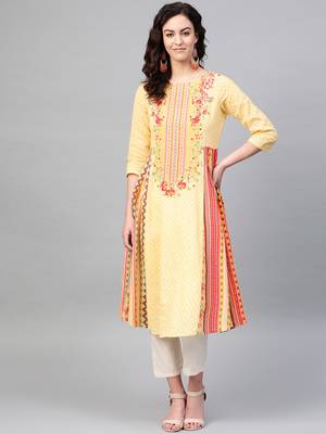 Pinksky Yellow woven cotton kurtas-and-kurtis 1