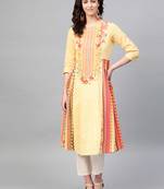 Pinksky Yellow woven cotton kurtas-and-kurtis