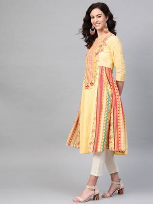 Pinksky Yellow woven cotton kurtas-and-kurtis 3