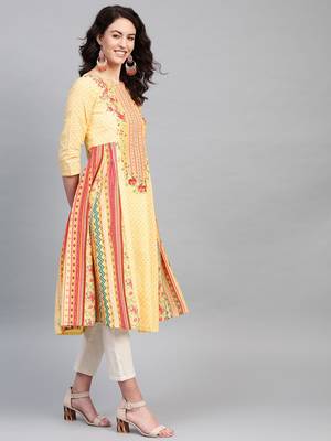 Pinksky Yellow woven cotton kurtas-and-kurtis 4
