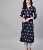 Pinksky Blue woven viscose kurtas-and-kurtis