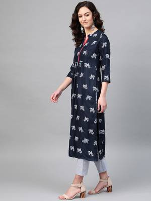 Pinksky Blue woven viscose kurtas-and-kurtis 3
