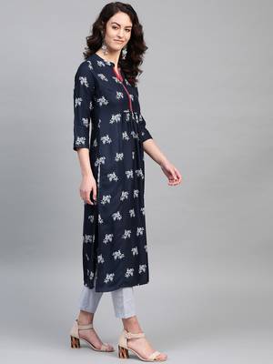 Pinksky Blue woven viscose kurtas-and-kurtis 4
