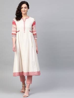 Pinksky Off-white woven cotton kurtas-and-kurtis 1