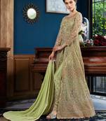 Green embroidered net salwar