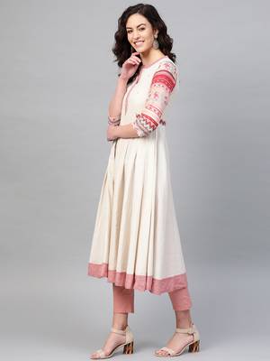 Pinksky Off-white woven cotton kurtas-and-kurtis 3