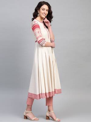 Pinksky Off-white woven cotton kurtas-and-kurtis 4