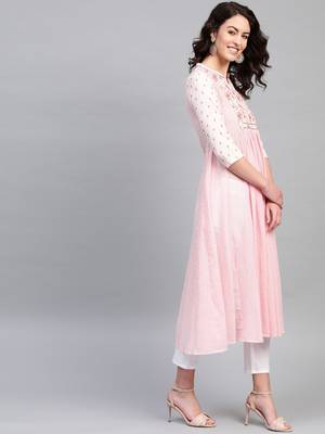 Pinksky Pink woven cotton kurtas-and-kurtis 4