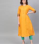 Pinksky Yellow woven cotton kurtas-and-kurtis