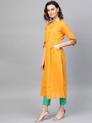 Pinksky Yellow woven cotton kurtas-and-kurtis 3
