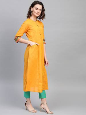 Pinksky Yellow woven cotton kurtas-and-kurtis 4