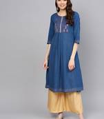 Pinksky Blue woven cotton kurtas-and-kurtis