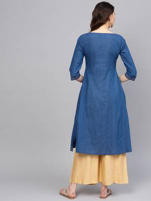Pinksky Blue woven cotton kurtas-and-kurtis 2