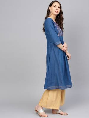 Pinksky Blue woven cotton kurtas-and-kurtis 3