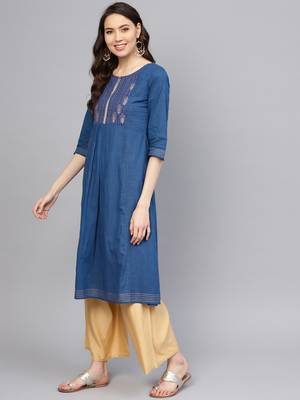 Pinksky Blue woven cotton kurtas-and-kurtis 4