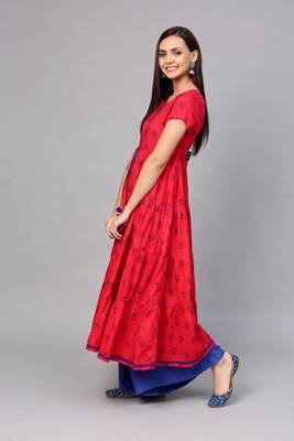 Pinksky Red woven cotton kurtas-and-kurtis 3