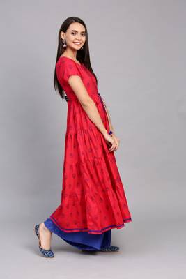 Pinksky Red woven cotton kurtas-and-kurtis 4
