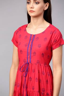 Pinksky Red woven cotton kurtas-and-kurtis 5