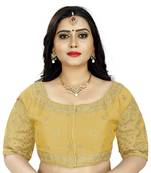 Gold  Women Georgette Readymade Blouse - Gold Diamond Handwork & Embroidery Coding Work