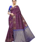 Purple woven art silk  saree with blouse