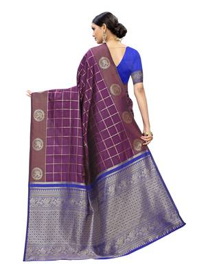 Purple woven art silk  saree with blouse 3