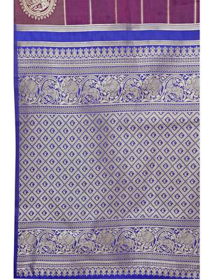 Purple woven art silk  saree with blouse 5