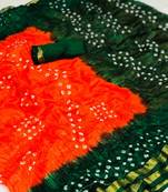 Dark orange woven cotton silk saree with blouse