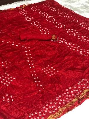 Red woven cotton silk saree with blouse 1
