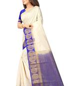 White woven art silk saree with blouse