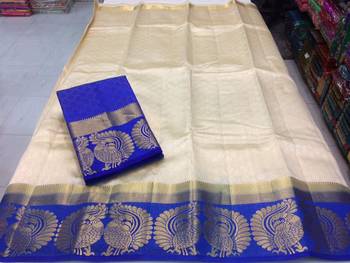 White woven art silk saree with blouse 2