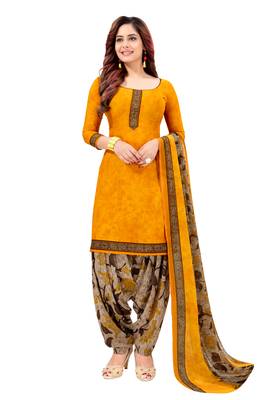 Multicolor Printed Crepe Unstitched Salwar With Dupatta 3