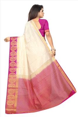 White woven art silk saree with blouse 1