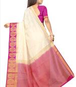 White woven art silk saree with blouse