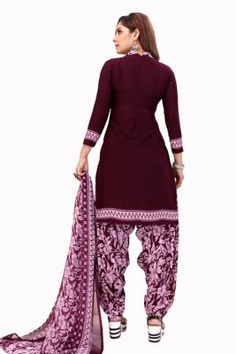 Multicolor Printed Crepe Unstitched Salwar With Dupatta 5