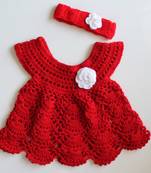 Red hand woven wool kids-frocks