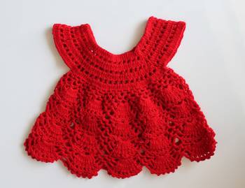 Red hand woven wool kids-frocks 2