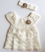 White hand woven wool kids-frocks