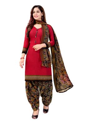 Multicolor Printed Crepe Unstitched Salwar With Dupatta 4