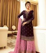 Purple embroidered faux georgette salwar