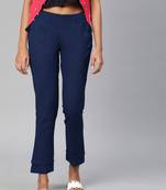 Blue plain cotton trousers