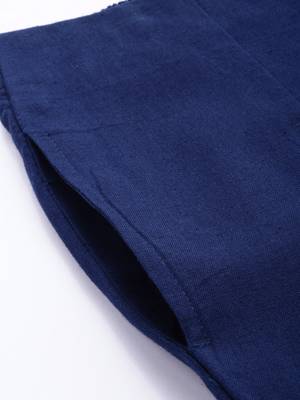 Blue plain cotton trousers 4