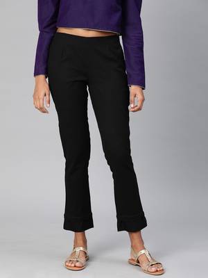 Black plain cotton trousers 1