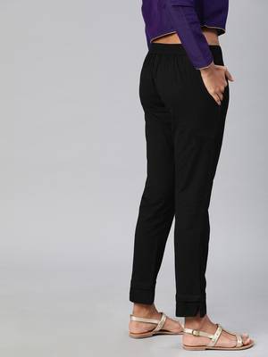Black plain cotton trousers 2