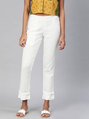 White plain cotton trousers 1