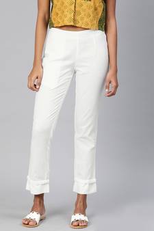 White plain cotton trousers