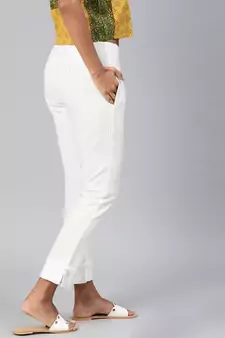 White plain cotton trousers
